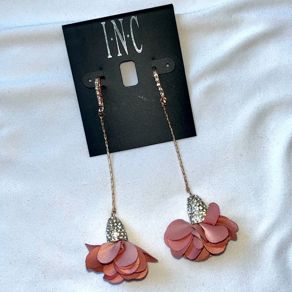 INC rose gold long earrings NEW